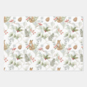 Waterverf Kerstmis, pijnboompjes, bessen Inpakpapier Vel (Voorkant 3)