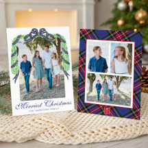 Waterverf Kerstmis Plaid Boog Guirlande Swag Foto
