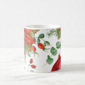 Waterverf Kerstmis Poinsettia en rode kardinaal Koffiemok (Center)
