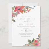 Waterverf Kerstmis Poinsettia Floral Wedding Kaart (Voorkant)