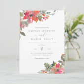 Waterverf Kerstmis Poinsettia Floral Wedding Kaart (Staand voorkant)
