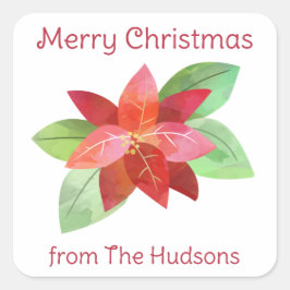 Waterverf Kerstmis Poinsettia Gift Stickers