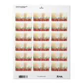 Waterverf Kerstmis Poinsettia, goud Etiket (Full Sheet)