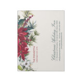Waterverf Kerstmis Poinsettia & Holly, pijnhout Notitieblok (Linkerzijde)