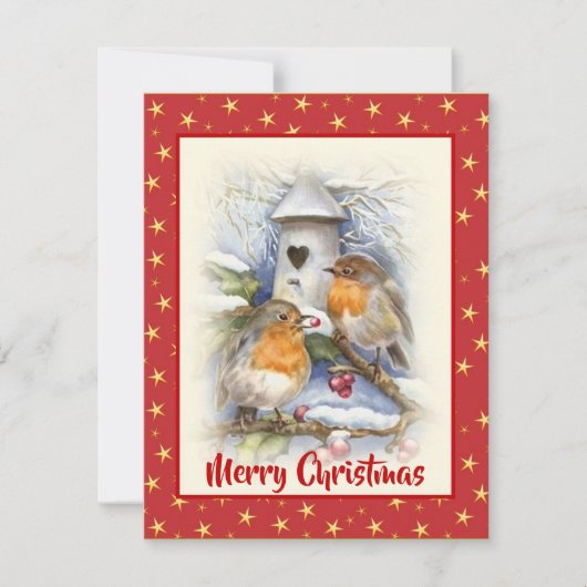 Waterverf Kerstmis: Red Berries Snow Feestdagenkaart (Voorkant)