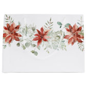 Waterverf Kerstmis Red Poinsettias Greenery Groot Cadeauzakje (Voorkant)