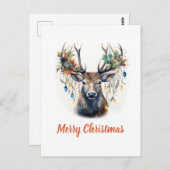 Waterverf Kerstmis rendieren Briefkaart (Voorkant / Achterkant)