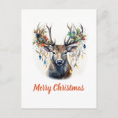 Waterverf Kerstmis rendieren Briefkaart (Voorkant)