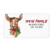 Waterverf Kerstmis rendieren Etiket (Voorkant)