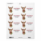 Waterverf Kerstmis rendieren Etiket (Full Sheet)