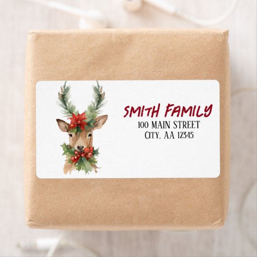 Waterverf Kerstmis rendieren Etiket (Insitu)