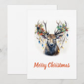 Waterverf Kerstmis rendieren Feestdagenkaart (Voorkant / Achterkant)