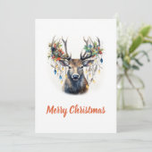 Waterverf Kerstmis rendieren Feestdagenkaart (Staand voorkant)