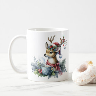 Waterverf Kerstmis rendieren Koffiemok