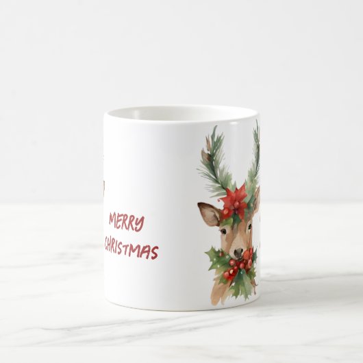 Waterverf Kerstmis rendieren Koffiemok (Center)