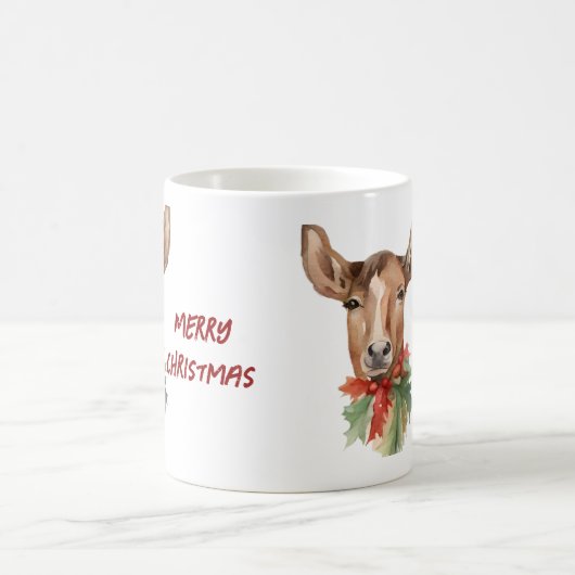 Waterverf Kerstmis rendieren Koffiemok (Center)