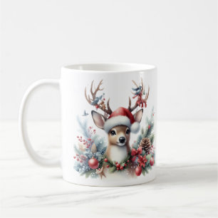 Waterverf Kerstmis rendieren Koffiemok