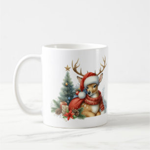 Waterverf Kerstmis rendieren Koffiemok