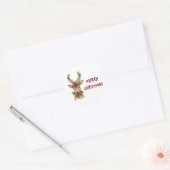 Waterverf Kerstmis rendieren Ronde Sticker (Envelop)