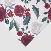 Waterverf Kerstmis Rode en Witte Winterbloemen Tissuepapier