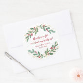 Waterverf Kerstmis rode hulst goud groene douche Ronde Sticker (Envelop)