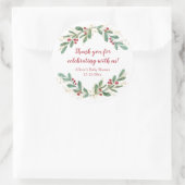 Waterverf Kerstmis rode hulst goud groene douche Ronde Sticker (Tas)