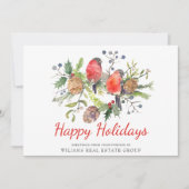 Waterverf Kerstmis Rood Bird Corporate Greeting Feestdagenkaart (Voorkant)