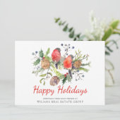 Waterverf Kerstmis Rood Bird Corporate Greeting Feestdagenkaart (Staand voorkant)