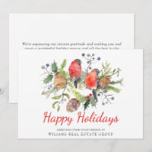 Waterverf Kerstmis Rood Bird Corporate Greeting Feestdagenkaart (Voorkant / Achterkant)