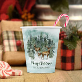 Waterverf Kerstmis Rustic Forest Deer Papieren Bekers