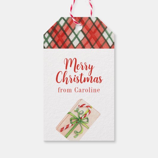 Waterverf Kerstmis Shopping Mode Meisje Cadeaulabel (Achterkant)