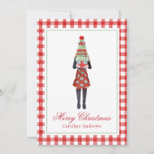 Waterverf Kerstmis Shopping Mode Meisje Feestdagenkaart (Voorkant)