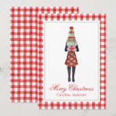 Waterverf Kerstmis Shopping Mode Meisje Feestdagenkaart (Voorkant / Achterkant)