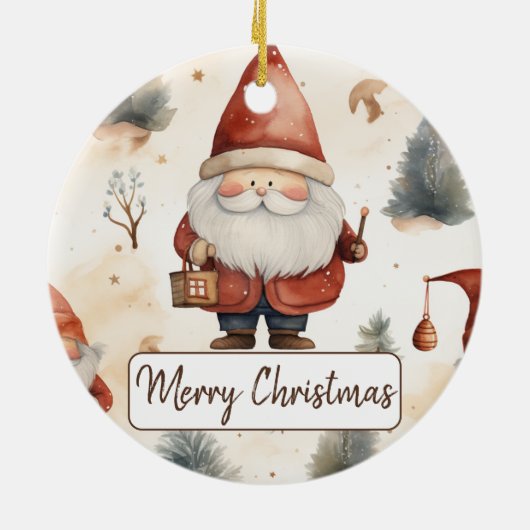 Waterverf Kerstmis Sinterklaas 2 - Keramisch Ornament (Achterkant)