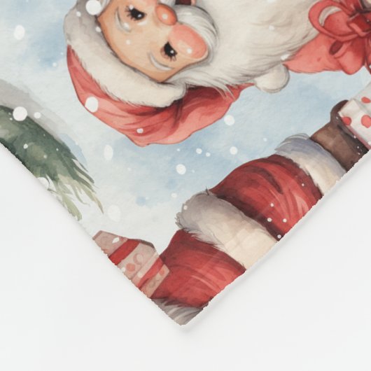 Waterverf Kerstmis Sinterklaas 3 - Fleece Deken (Hoek)