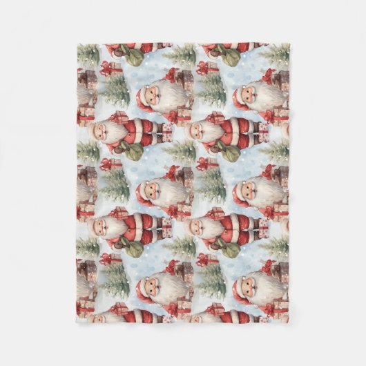 Waterverf Kerstmis Sinterklaas 3 - Fleece Deken (Voorkant)