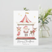 Waterverf Kerstmis Sinterklaas Carrousel Feestdagenkaart (Staand voorkant)