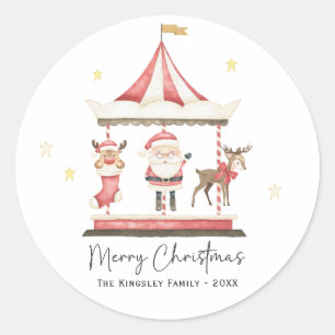 Waterverf Kerstmis Sinterklaas Carrousel Ronde Sticker