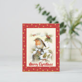 Waterverf Kerstmis: sneeuw Holly Berry Red Feestdagenkaart (Staand voorkant)