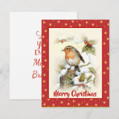 Waterverf Kerstmis: sneeuw Holly Berry Red Feestdagenkaart (Voorkant / Achterkant)