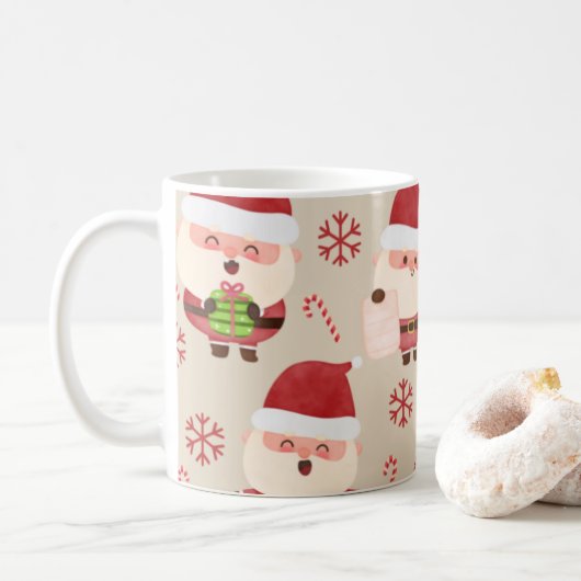 Waterverf Kerstmis Sneeuwflake Candy Cane Koffiemok (Met donut)