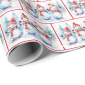 Waterverf Kerstmis Sneeuwmannen Cadeaupapier (Rol Hoek)
