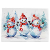 Waterverf Kerstmis Sneeuwmannen Groot Cadeauzakje (Achterkant)