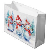 Waterverf Kerstmis Sneeuwmannen Groot Cadeauzakje (Voorkant Gekanteld)