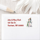 Waterverf Kerstmis Snowman Etiket (Insitu)