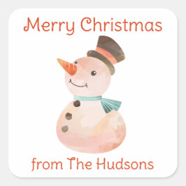 Waterverf Kerstmis Snowman Gift Stickers