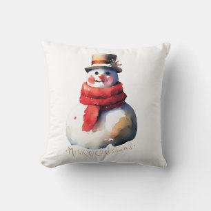 Waterverf Kerstmis Snowman Kussen