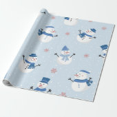Waterverf Kerstmis Snowmen Snowman Art Cadeaupapier (Uitgerold)
