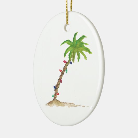 Waterverf kerstmis tropische beuken palmbomen keramisch ornament (Links)
