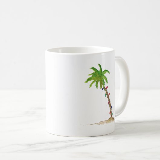 Waterverf kerstmis tropische beuken palmbomen koffiemok (Voorkant rechts)